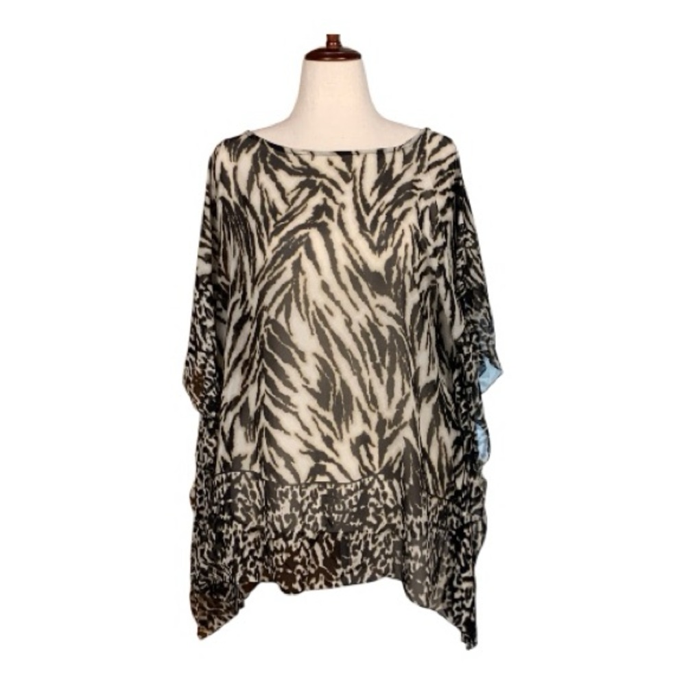 Talbots Chic Zebra Print Women's Top, 100% Silk, Size L/XL